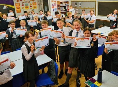 Class with their Sumdog certificates