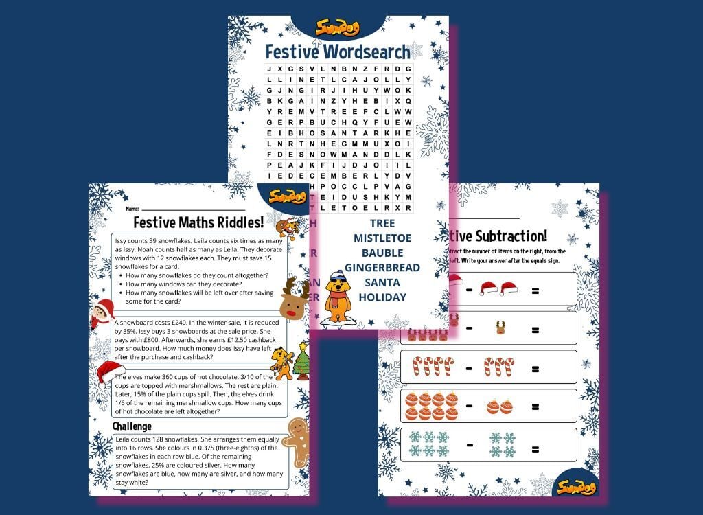 Sumdog's festive worksheet pack