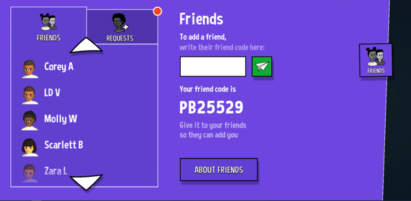 Sumdog friends interface