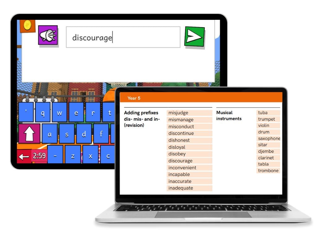Sumdogs spelling curriculum coverage with example questions on tablet and laptop-1 Sumdogs spelling curriculum coverage with example questions on tablet and laptop-1