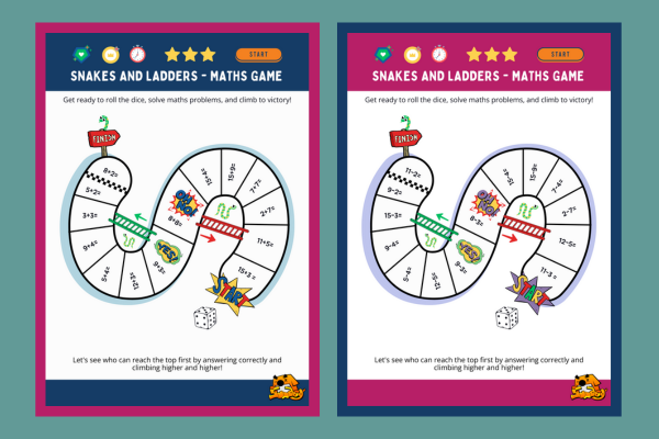 Snakes and Ladders Maths Game card