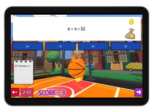 Sumdog basketball game multiplication question on ipad