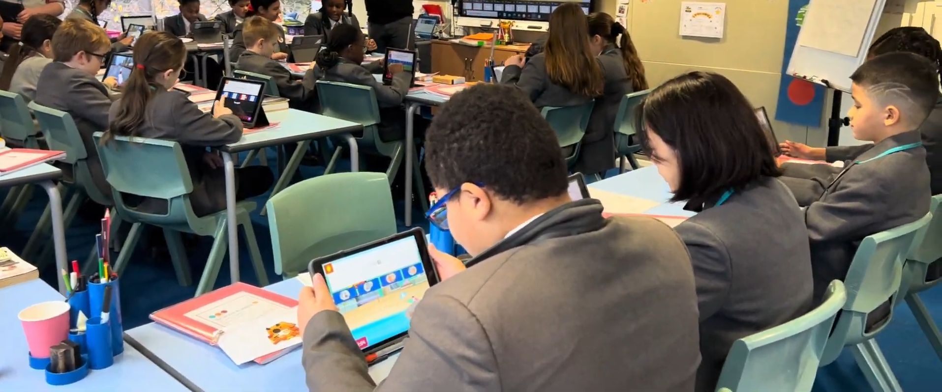 Pupils using Sumdog in class