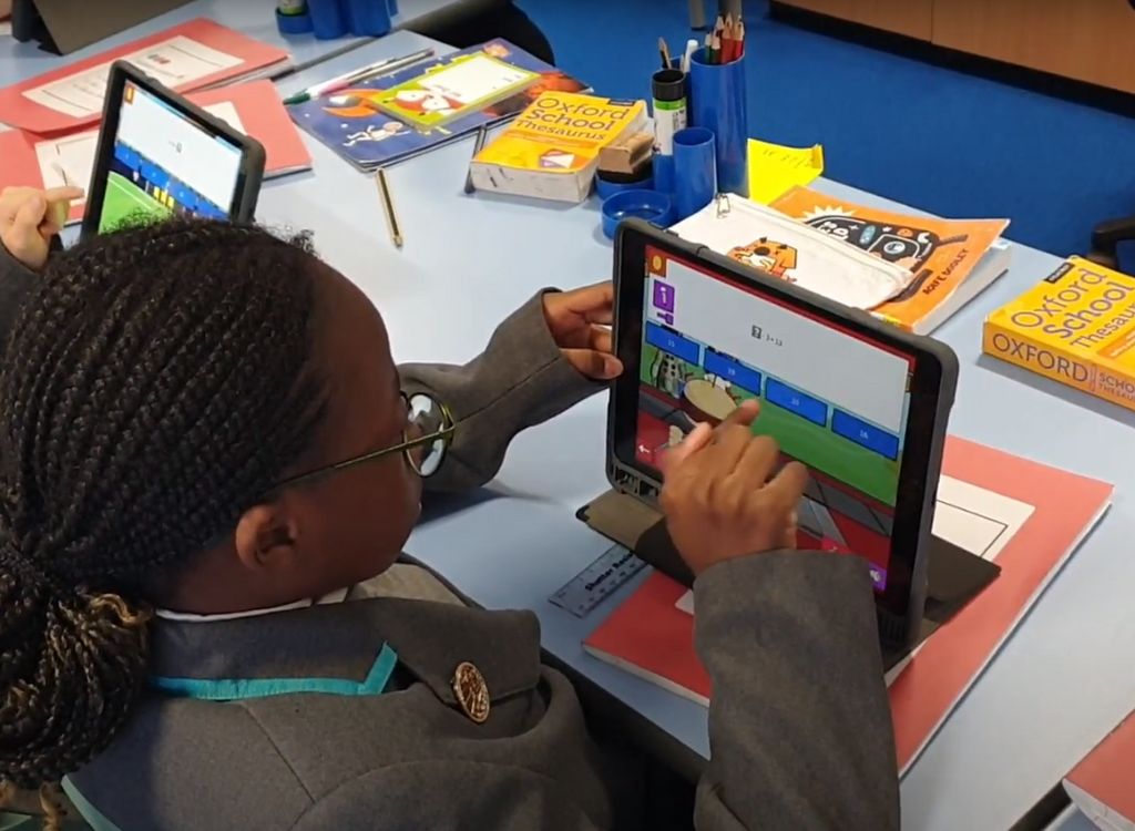 Child playing Sumdog Chef in class